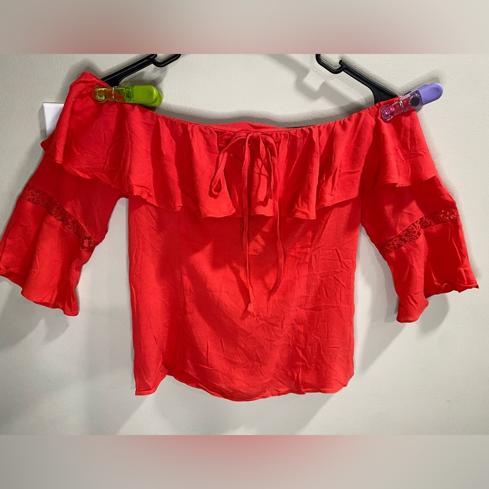 EXPRESS off the shoulder top, NWT, red/orange, size Small